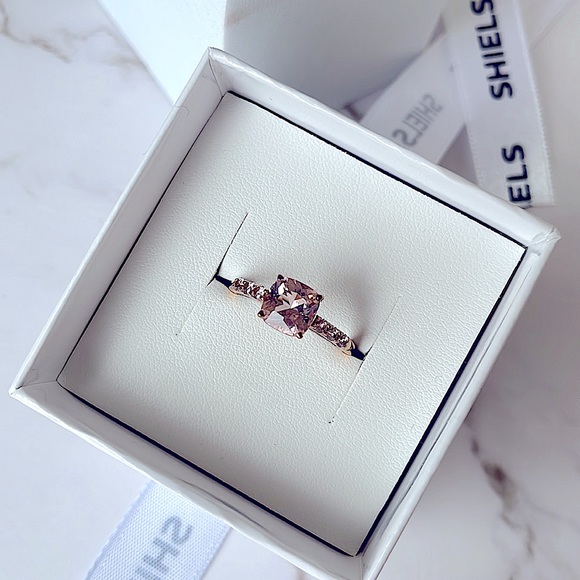 Rose Gold Plated Sterling Silver Simulated Morganite and Zirconia Ring (Size M) - Picture 6 of 7